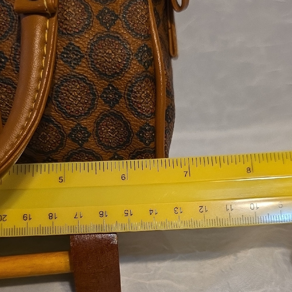 Chic Tan Mini Bag with Patterned Design - 48 Inch Strap - Picture 9 of 11